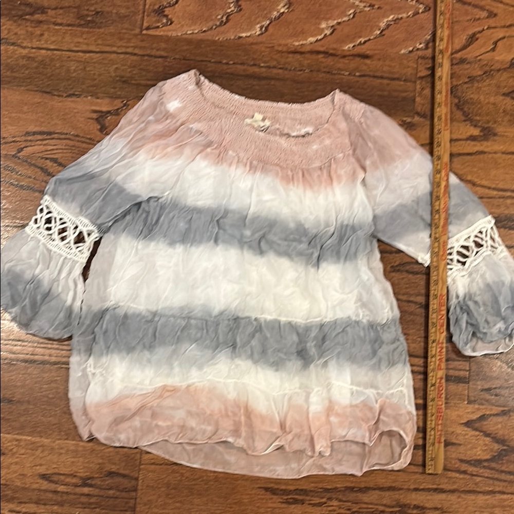 Tie-Dye Top - Pink, Gray, and White